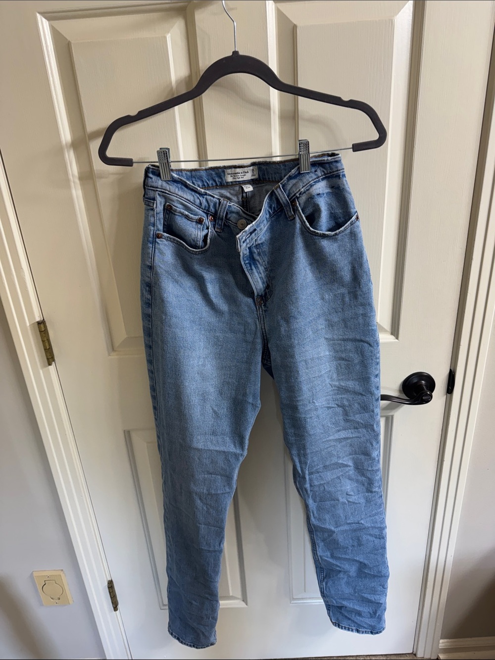 Abercrombie & Fitch Light Blue High-Rise Straight Jeans